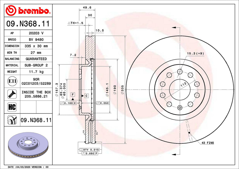 Brembo Brake Disc 09.N368.11