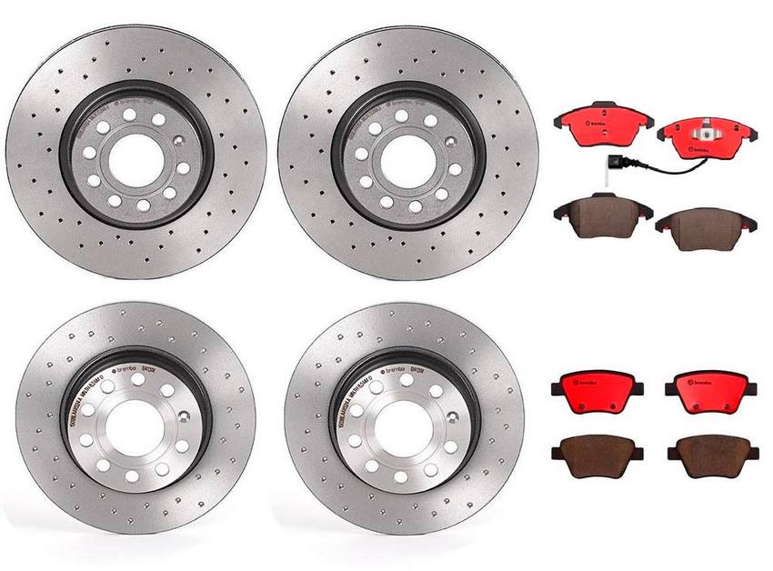 Audi VW Brakes Kit – Pads & Rotors Front and Rear (312mm/272mm) (Xtra) (Ceramic) 8J0698151C – Brembo 1635251KIT