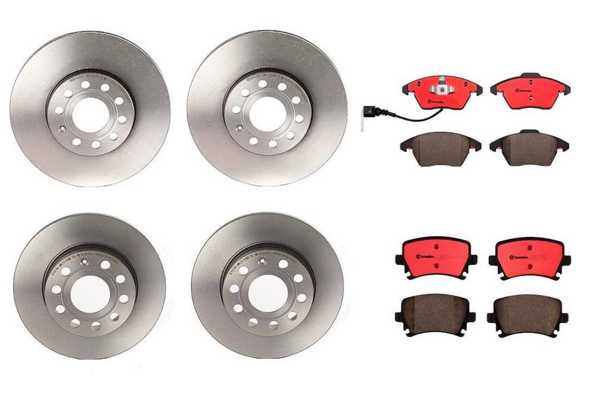 Audi VW Brakes Kit – Pads & Rotors Front and Rear (288mm/260mm) (Ceramic) 8J0698151C – Brembo 1635896KIT