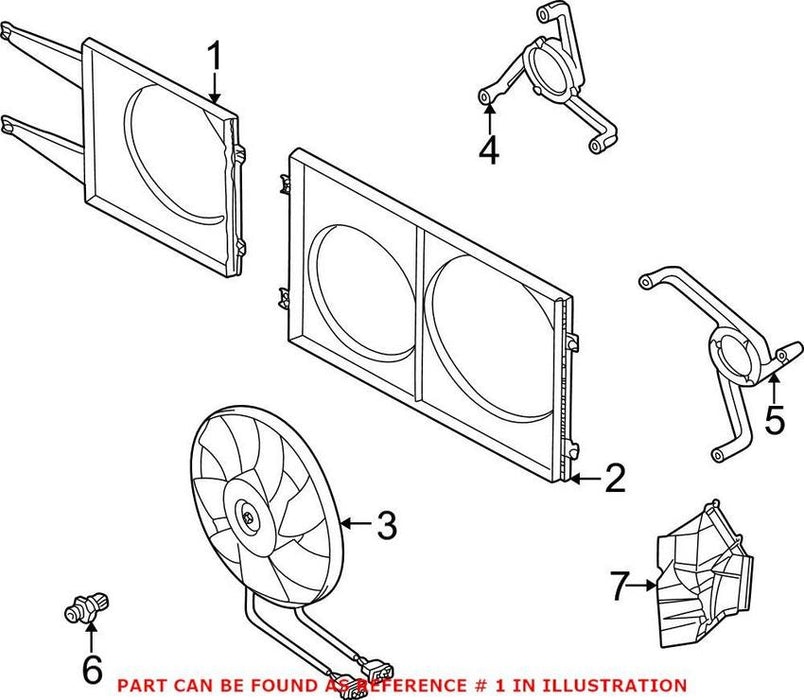 Genuine VW/Audi Auxiliary Cooling Fan Assembly 1J0121207LB41