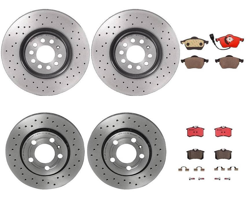 Audi VW Brakes Kit – Pads & Rotors Front and Rear (312mm/256mm) (Xtra) (Ceramic) 8N0615601B – Brembo 3089522KIT
