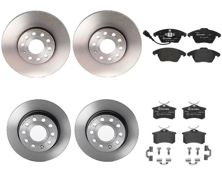 Audi VW Brakes Kit – Pads & Rotors Front and Rear (288mm/255mm) (Low-Met) 8J0698151C – Brembo 3089649KIT