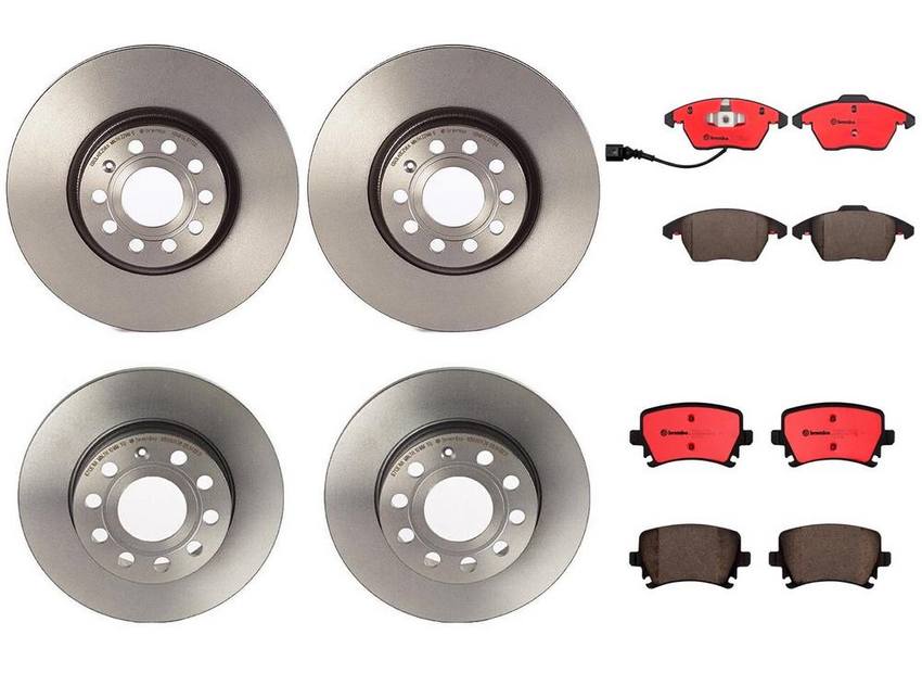 Audi VW Brakes Kit – Pads & Rotors Front and Rear (312mm/260mm) (Ceramic) 8J0698151C – Brembo 3089678KIT