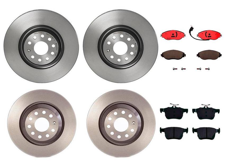 Audi VW Brakes Kit – Pads & Rotors Front and Rear (340mm/310mm) (Ceramic) 8V0698151C – Brembo 3247165KIT