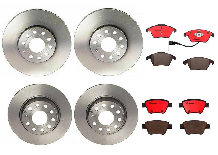 Audi VW Brakes Kit – Pads & Rotors Front and Rear (288mm/272mm) (Ceramic) 8J0698151C – Brembo 3332527KIT