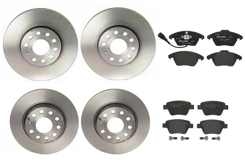 Audi VW Brakes Kit – Pads & Rotors Front and Rear (288mm/272mm) (Low-Met) 8J0698151C – Brembo 3332528KIT