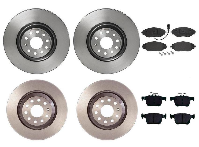 Audi VW Brakes Kit – Pads & Rotors Front and Rear (340mm/310mm) (Low-Met) 8V0698151C – Brembo 3724543KIT