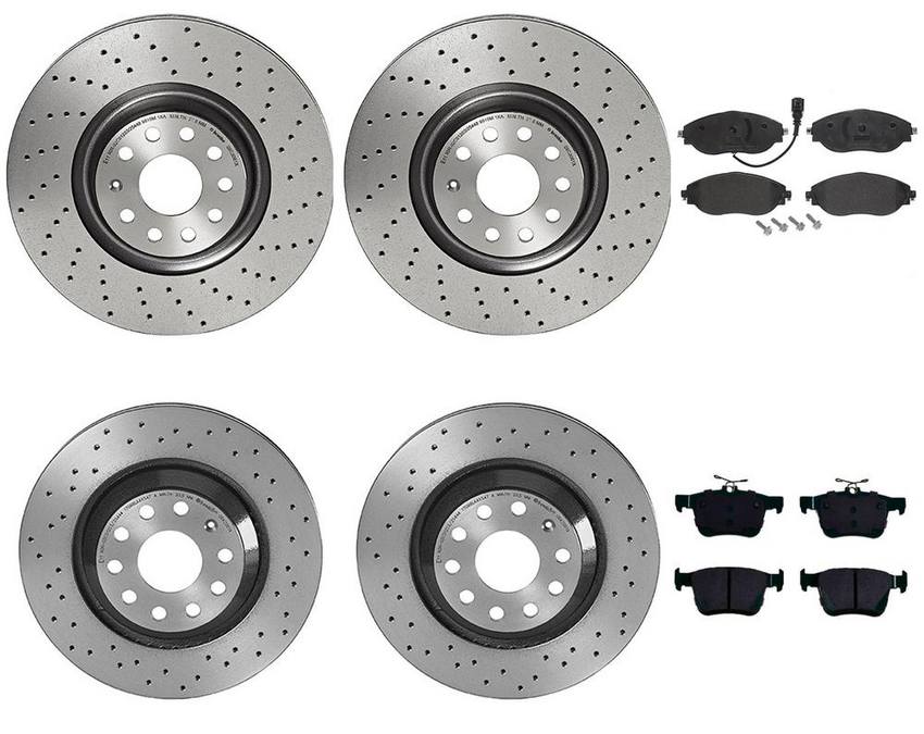Audi VW Brakes Kit – Pads & Rotors Front and Rear (340mm/310mm) (Low-Met) 8V0698151C – Brembo 3807729KIT