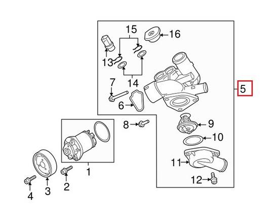Genuine VW/Audi Thermostat Housing (w/ Gasket) 022121111H