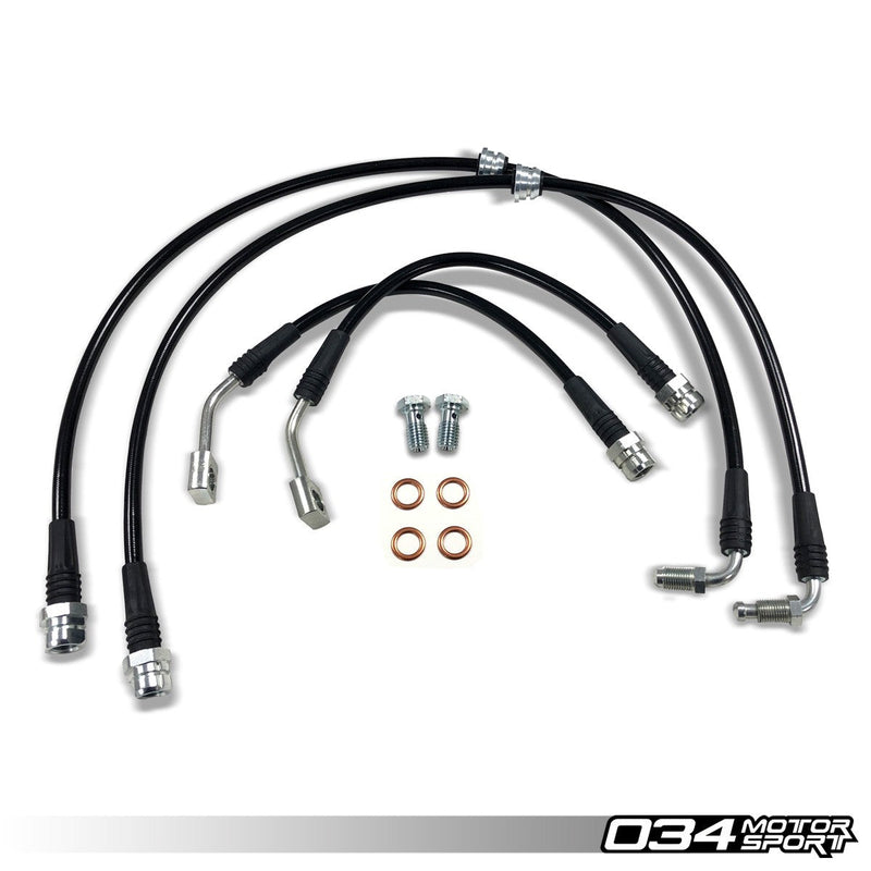 034MOTORSPORT STAINLESS STEEL BRAIDED BRAKE LINE KIT, 8S/8V.5 AUDI TT RS, RS3
