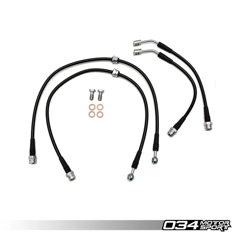 034Motorsport Stainless Steel Braided Brake Line Kit, Volkswagen & Audi MQB and MQB EVO AWD 2.0T (Performance Pack)