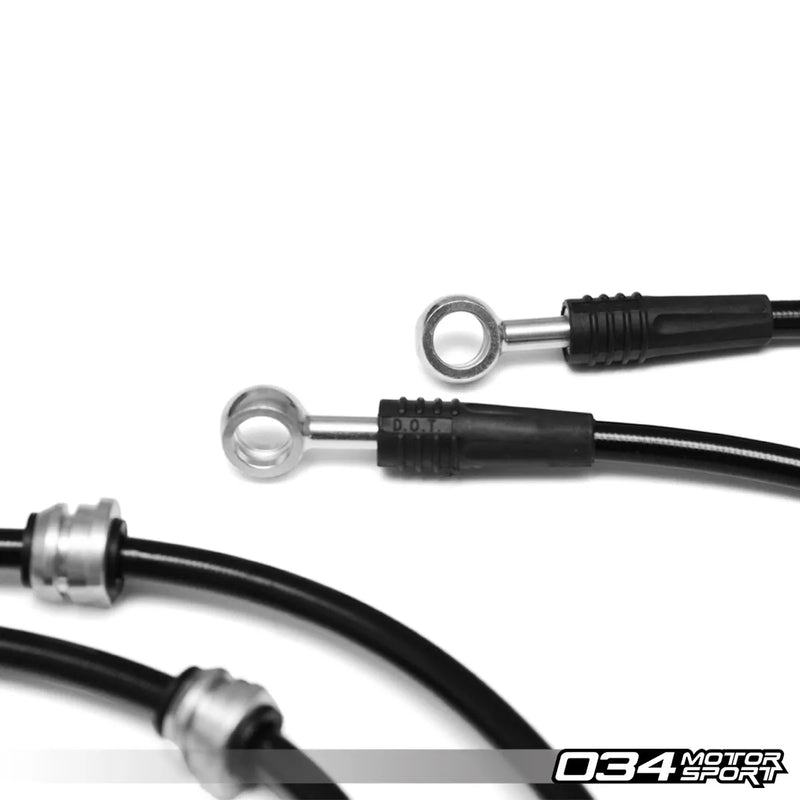 034Motorsport Stainless Steel Braided Brake Line Kit, 8P Audi A3 & MkVI Volkswagen Golf/Rabbit/GTI/Jetta/GLI w/ Bosch Calipers