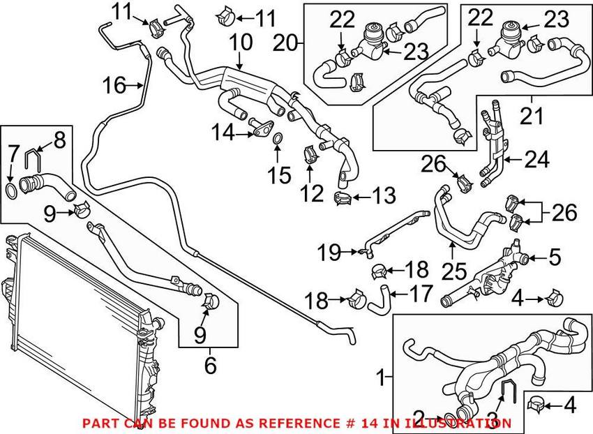 VW Engine Coolant Inlet Flange 03H121145A