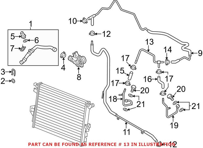 Genuine VW/Audi VW Engine Coolant Hose 059121086Q