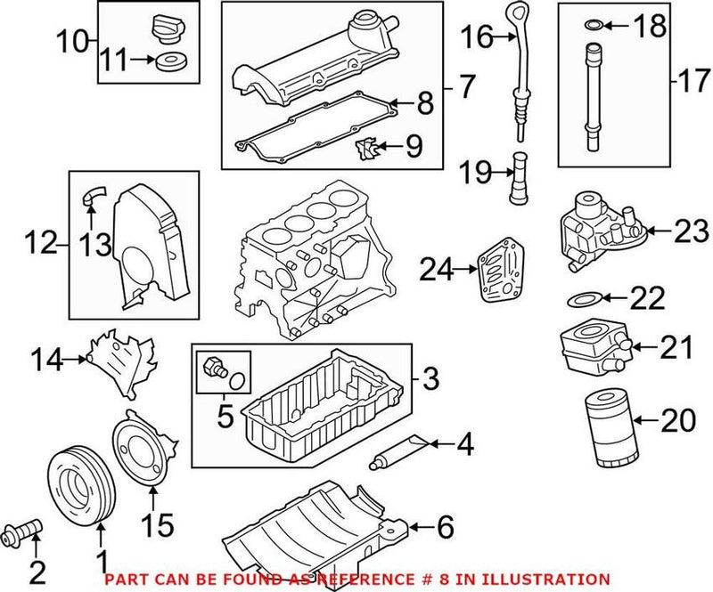 VW Engine Valve Cover Gasket 06A103483C