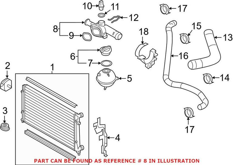VW Engine Coolant Hose Flange 06A121132AG