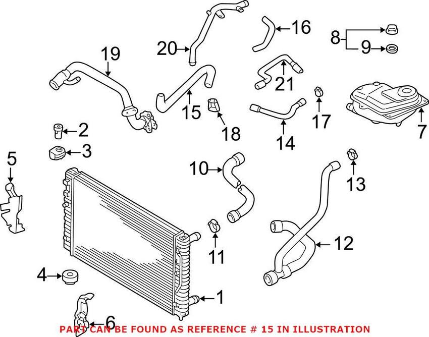 Genuine VW/Audi VW Engine Coolant Hose (Oil Cooler to Feed Pipe) 06B121058S