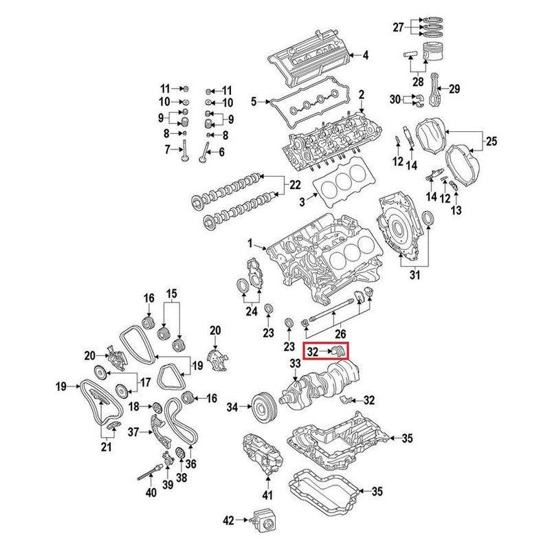Genuine VW/Audi VW Engine Crankshaft Main Bearing – Upper 06E105561ACROT