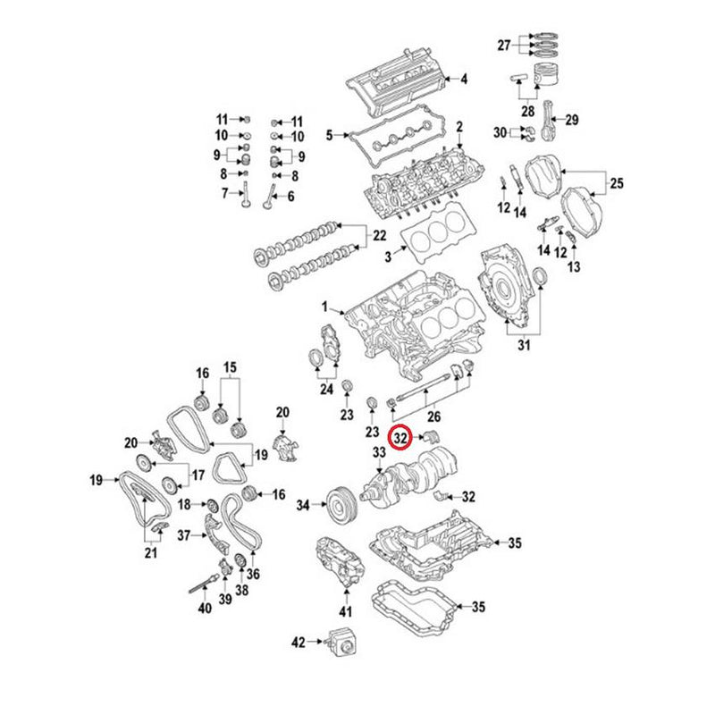 Genuine VW/Audi VW Main Bearing – Lower Half (Code Black) 06E105591ACSWA