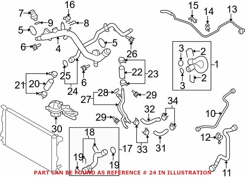 Genuine VW/Audi Engine Coolant Pipe 06E121065N