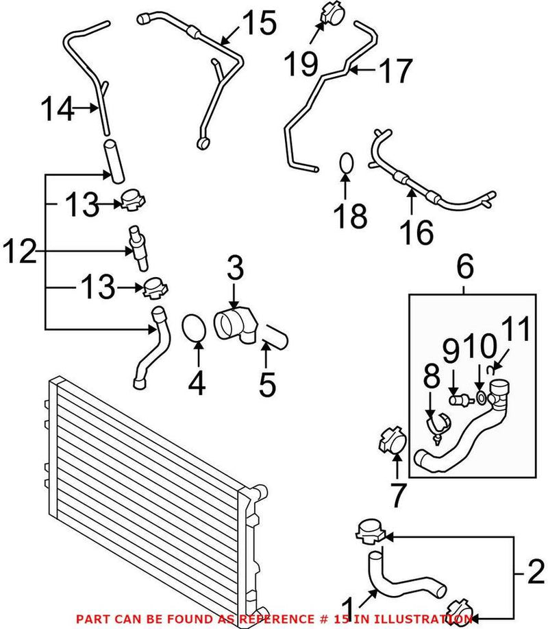 Genuine VW/Audi Water Hose 06F121492L
