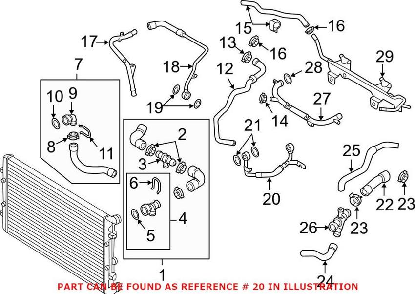 Genuine VW/Audi Water Hose 06F121497G