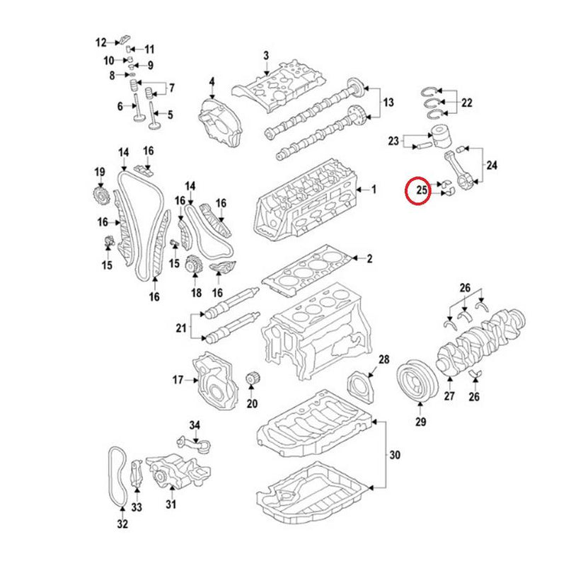 VW VW Engine Connecting Rod Bearing Half – Lower (Yellow) 06H105701SGLB