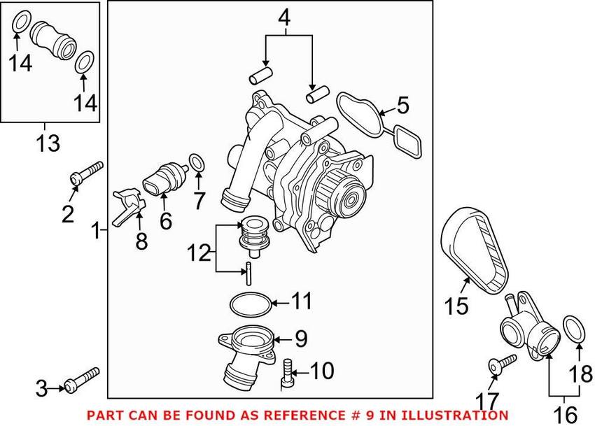 Genuine VW/Audi VW Engine Coolant Thermostat Housing 06H121121L