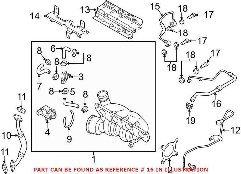 Genuine Vw/Audi Turbocharger Coolant Line 06 J 121 492 C