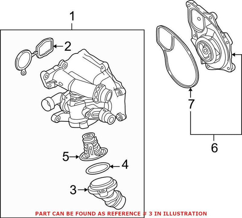 VW Engine Coolant Thermostat Housing 06K121121E