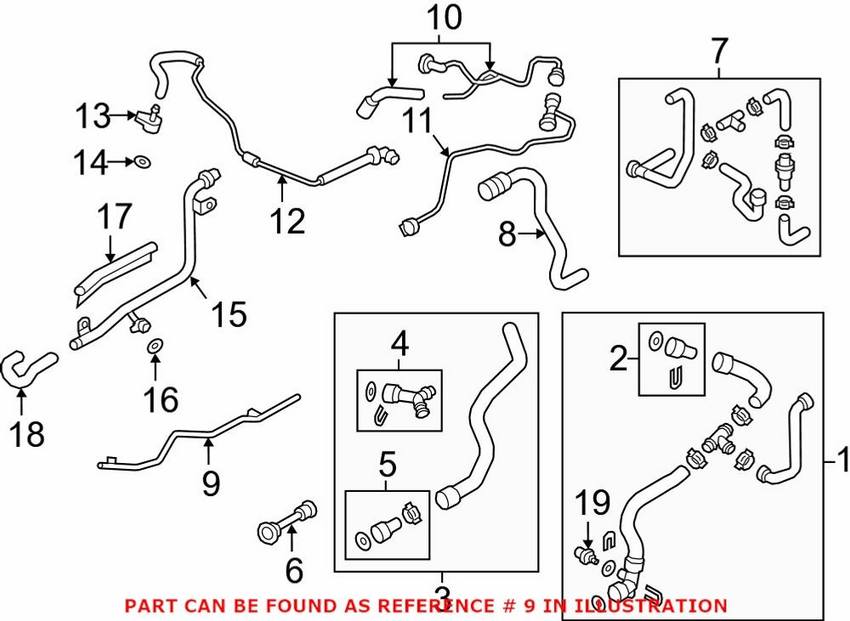 Genuine VW/Audi Engine Coolant Bypass Pipe 06L121075S