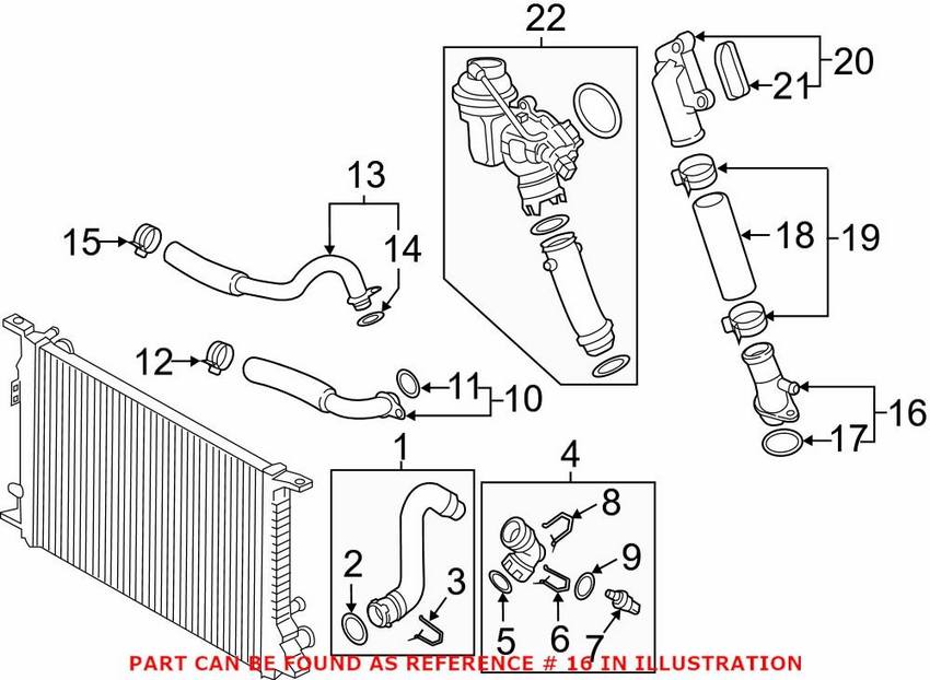 Genuine VW/Audi Engine Coolant Outlet Flange 079121147G