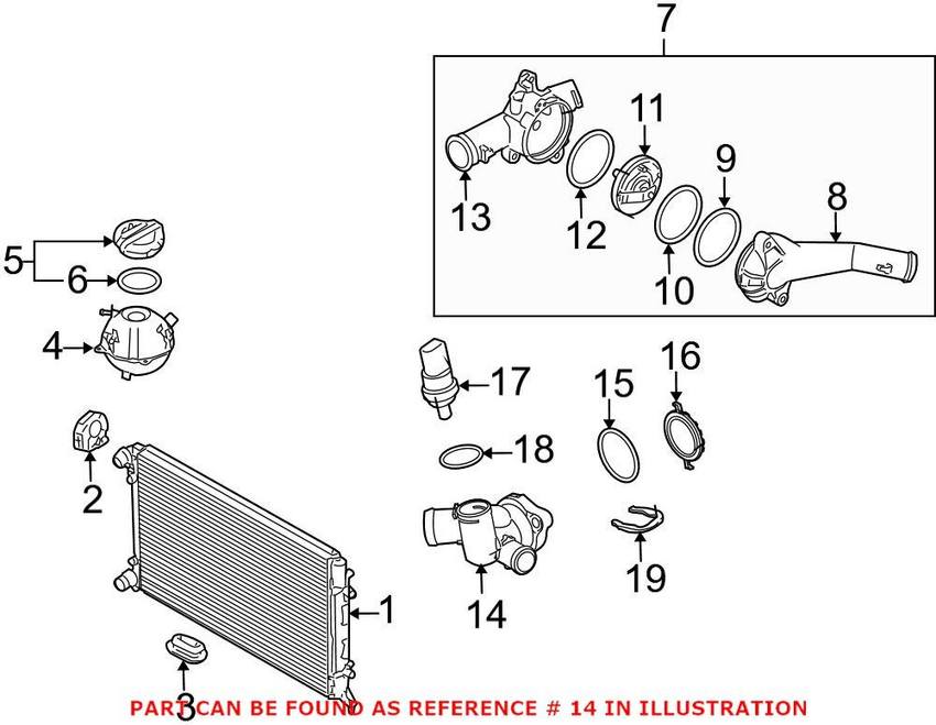 VW Engine Coolant Hose Flange 07K121132G