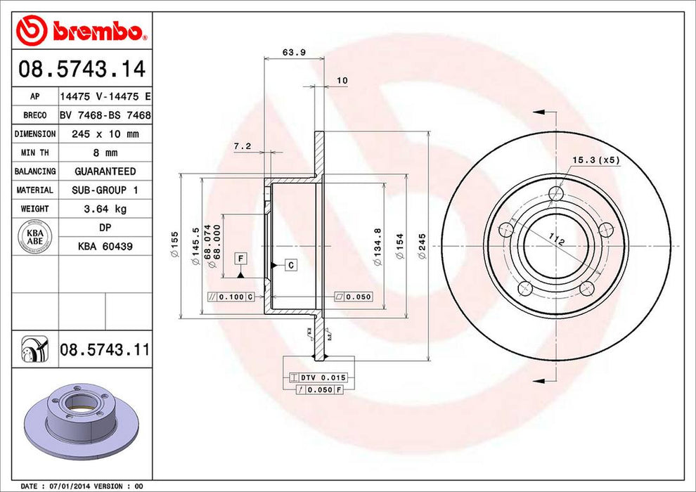 Volkswagen Disc Brake Pad and Rotor Kit – Front and Rear (282mm/245mm) (Low-Met) 8E0615301C