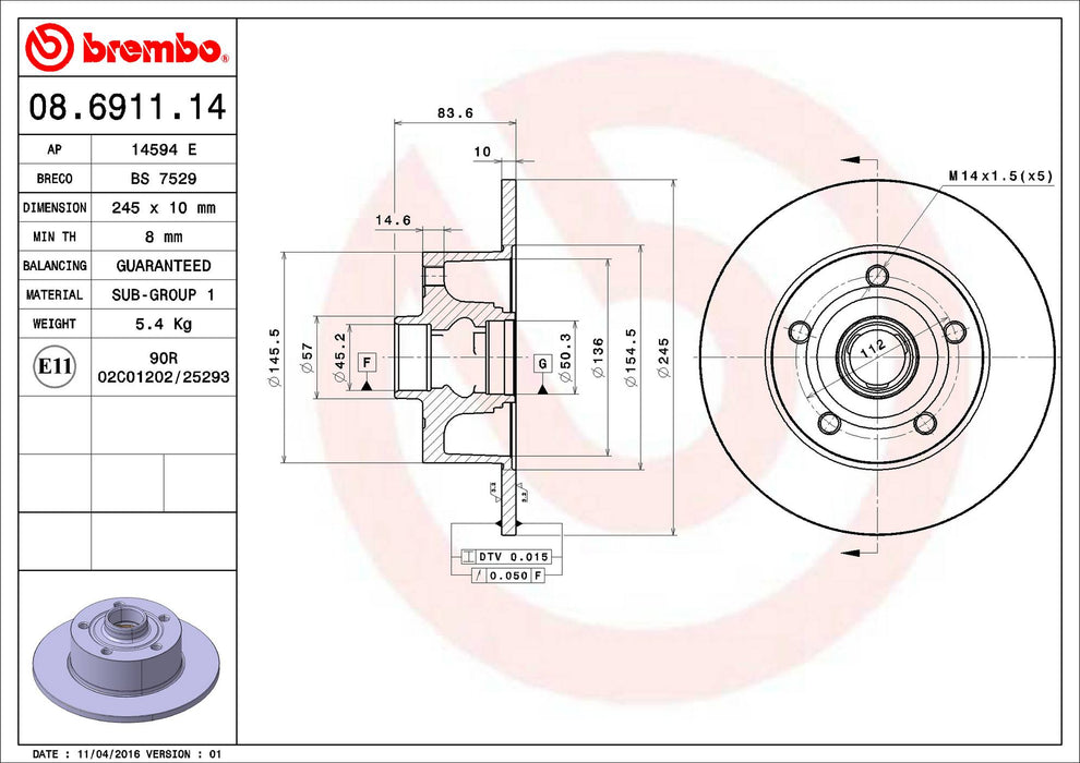 Audi Disc Brake Pad and Rotor Kit – Front and Rear (288mm/245mm) (Low-Met) 8E0615301Q