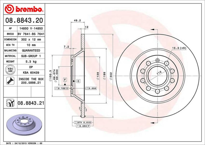 Brembo Brake Disc 08.8843.21