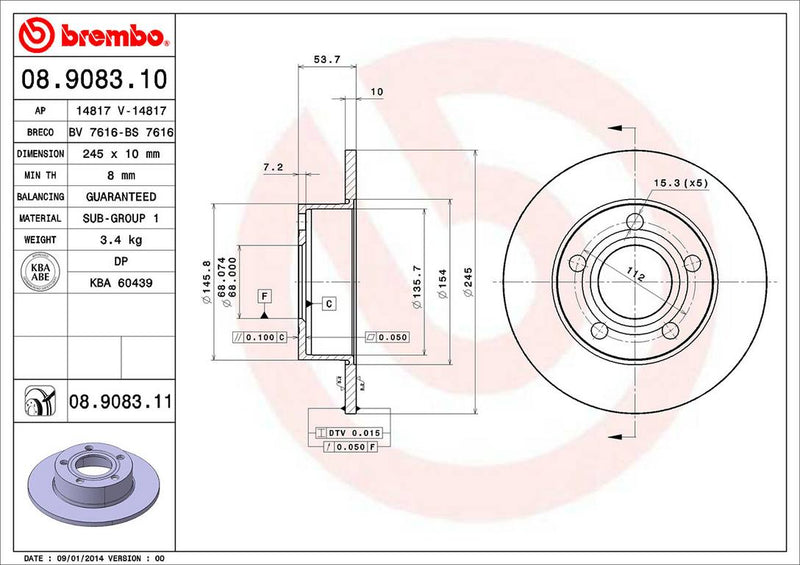 Audi Disc Brake Pad and Rotor Kit – Front and Rear (321mm/245mm) (Ceramic) 4B3615301