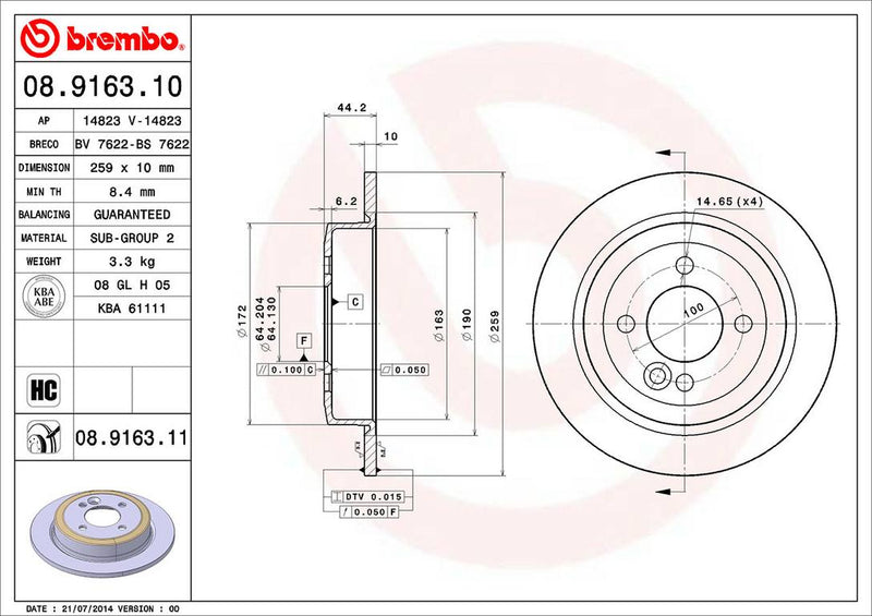 Mini Disc Brake Pad and Rotor Kit – Front and Rear (276mm/259mm) (Low-Met) 34111502891