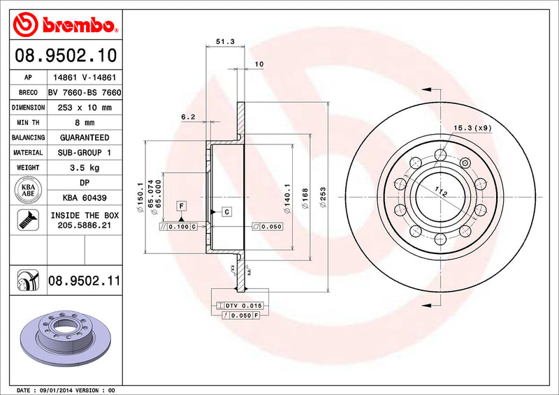 Brembo Brake Disc 08.9502.11