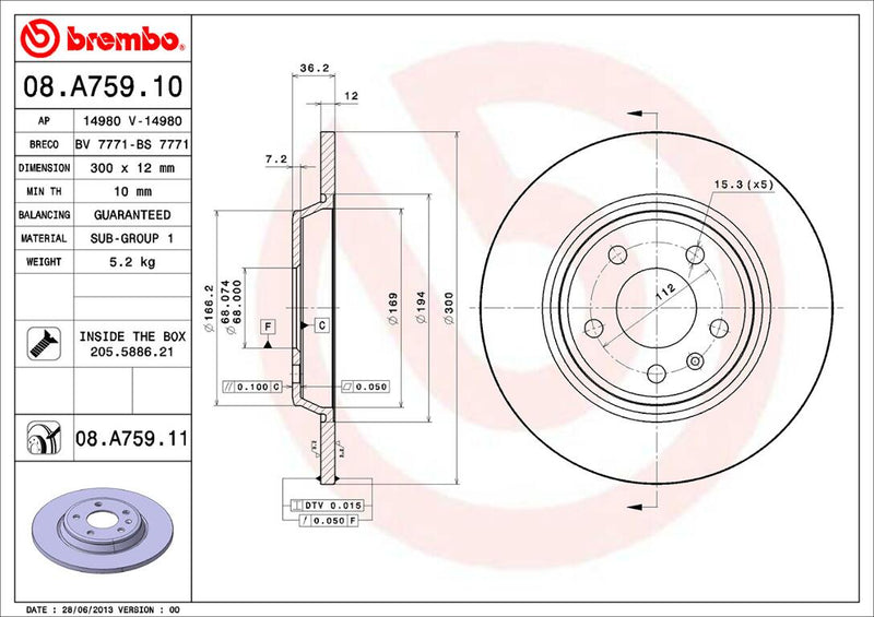Brembo Brake Disc 08.A759.11