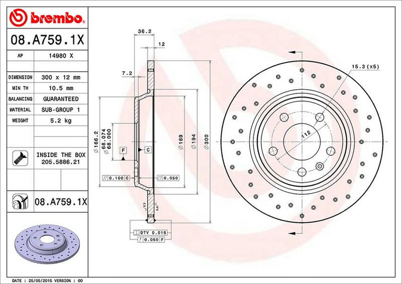 BREMBO XTRA Brake Disc 08.A759.1X