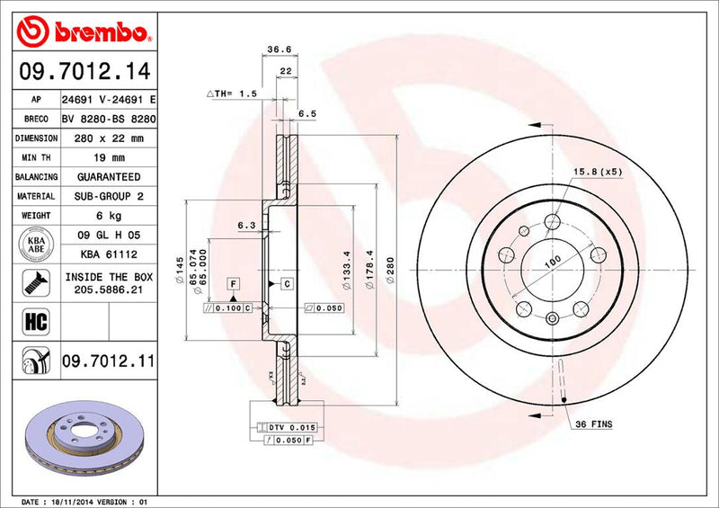 Brembo Brake Disc 09.7012.11