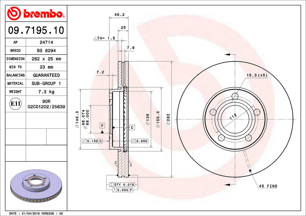 Volkswagen Disc Brake Pad and Rotor Kit – Front and Rear (282mm/245mm) (Low-Met) 8E0615301C