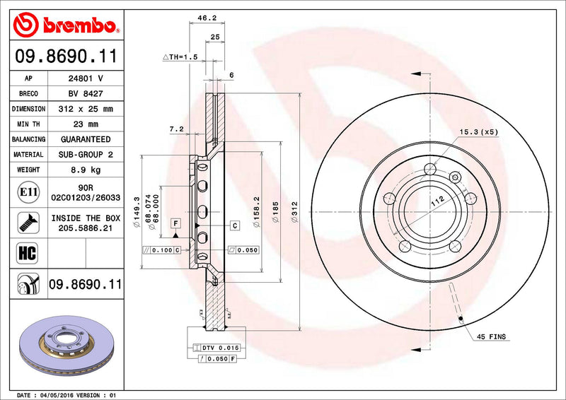 Audi Disc Brake Pad and Rotor Kit – Front and Rear (312mm/245mm) (Ceramic) 8E0615301R
