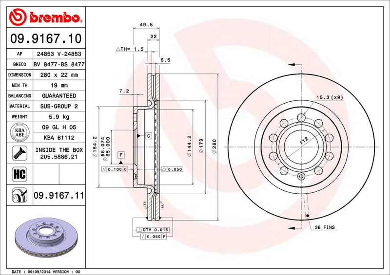 Brembo Brake Disc 09.9167.11