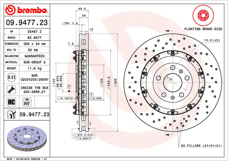 Brembo Brake Disc 09.9477.23