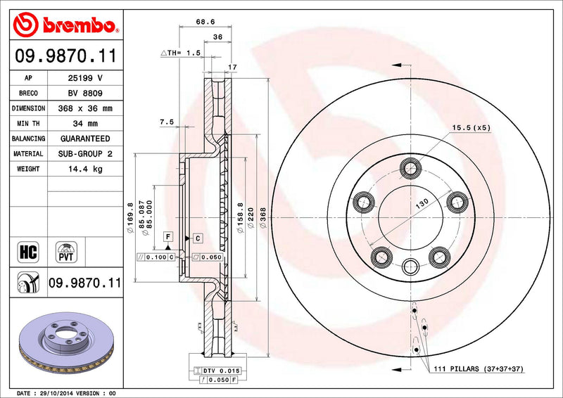 Brembo Brake Disc 09.9870.11