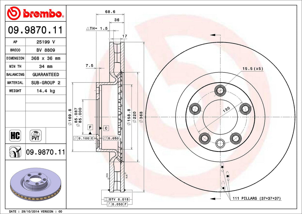 Brembo Brake Disc 09.9870.11
