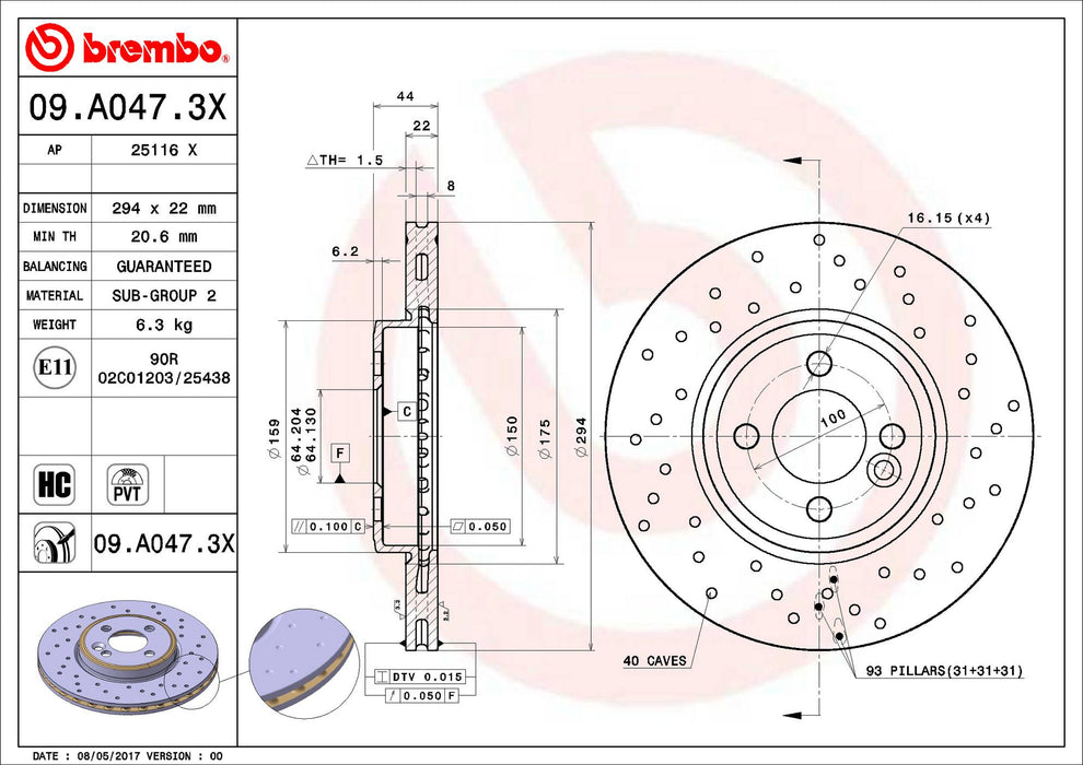 Mini Disc Brake Pad and Rotor Kit – Front and Rear (294mm/259mm) (Xtra) (Low-Met) 34116858652