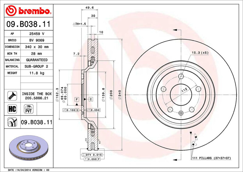 Brembo Brake Disc 09.B038.11
